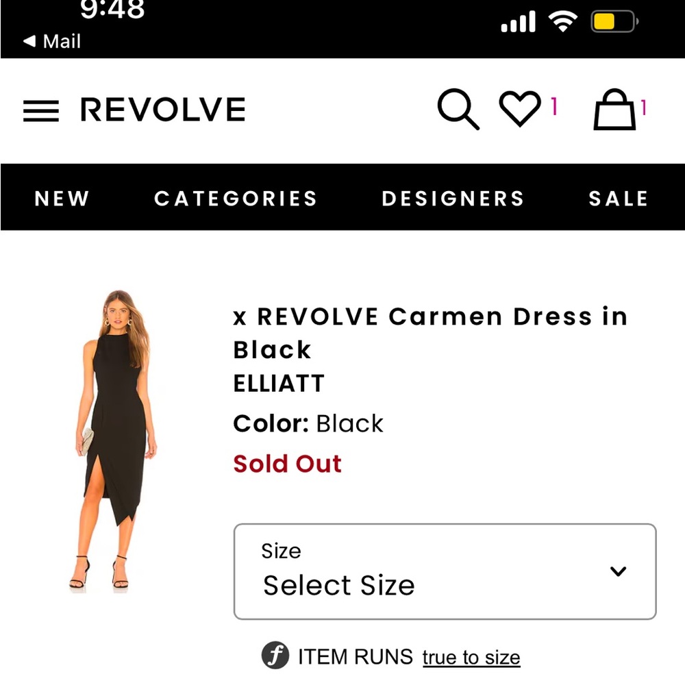 Elliatt x Revolve black cocktail dress - Small